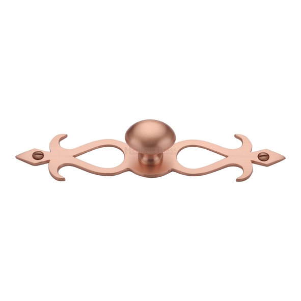 C3072 32-SRG • 32 x 162 x 32mm • Satin Rose Gold • Heritage Brass Oval On Traditional Plate Cabinet Knob